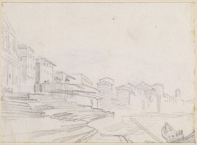 リバーサイド沿いの建物 [裏面] 作： Hubert Robert