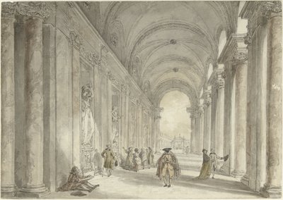 ローマのヴィラ アルバーニのカジノの列柱 ローマのヴィラ アルバーニのカジノ前の列柱を見る 作： Hubert Robert