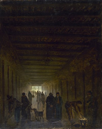 サン・ラザール刑務所の廊下、c。 1793年。 作： Hubert Robert