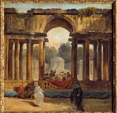 公園でのダンスとコンサート ユベール・ロベール（1733-1808）の絵画 18世紀 アミアン、ピカルディ美術館 作： Hubert Robert
