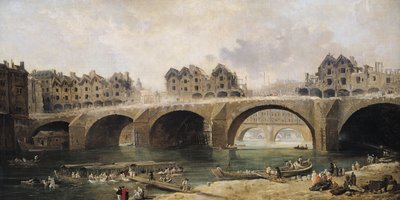 ノートルダム橋の家の解体、1786年頃 作： Hubert Robert