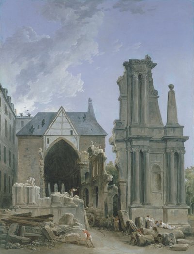 サントノーレ通りのフォイヤント教会の解体、1804年頃（油彩・カンヴァス） 作： Hubert Robert