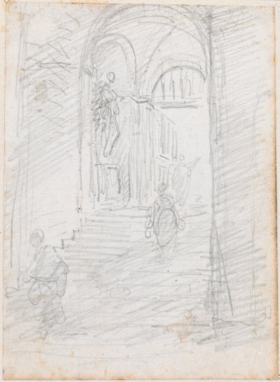 記念碑的な内部階段の人物 [直訳] 作： Hubert Robert