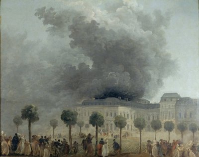 1781年6月8日、1781年頃、パレロワイヤルのオペラ座で発砲。 作： Hubert Robert