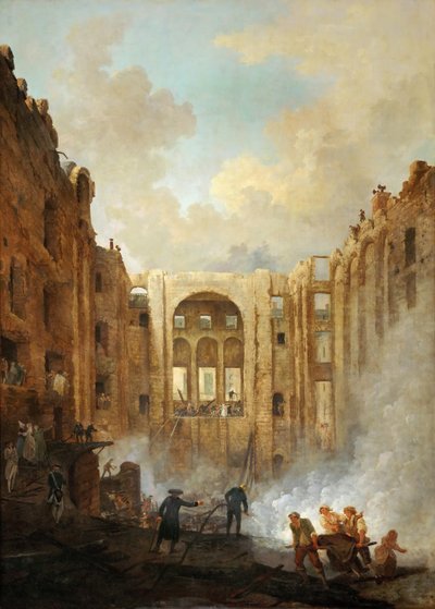 1781年のパレロワイヤルのオペラハウスでの火災 作： Hubert Robert