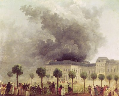1781年のパレロワイヤルのオペラハウスでの火災 作： Hubert Robert