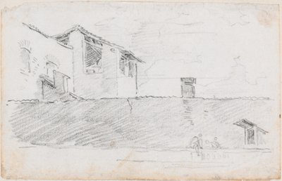 壁の後ろの屋根 作： Hubert Robert