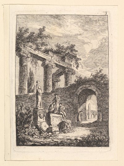 Ruins.ndの前の像 作： Hubert Robert