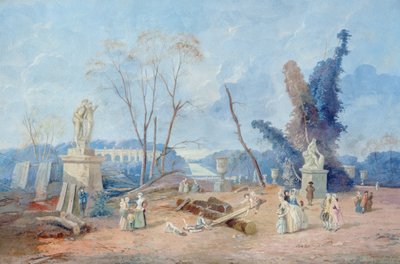 ベルサイユグリーンカーペット（紙にガッシュとトイレ） 作： Hubert Robert