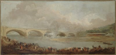 1772年から1775年の間に制作された、1772年9月22日のヌイイ橋の装飾（油彩） 作： Hubert Robert