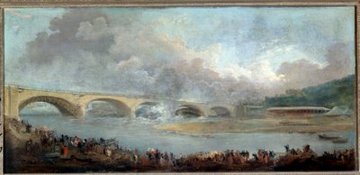 1772年9月22日に行われたヌイリー橋の解体作業 ユベール・ロベール（1733-1808）による絵画 1772年 日1,13x1,95 m パリ、カルナヴァレ博物館 作： Hubert Robert