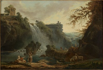 1776年、ティヴォリのカスカテル（油彩・カンヴァス） 作： Hubert Robert