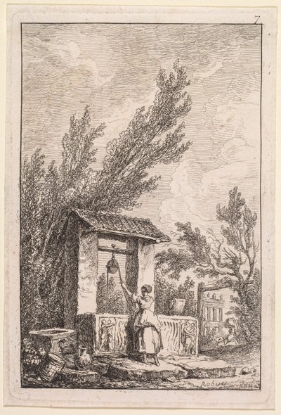 ローマの夕べ：井戸 作： Hubert Robert