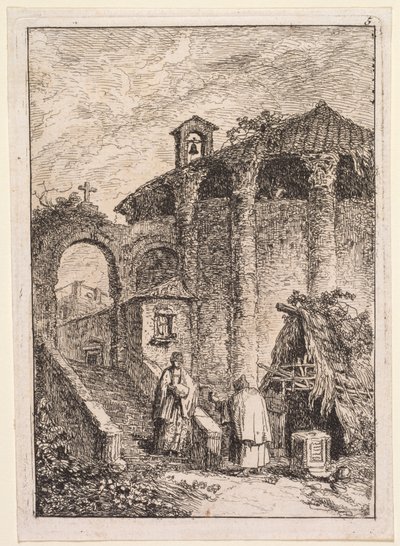ローマの夕べ: 古代神殿 作： Hubert Robert