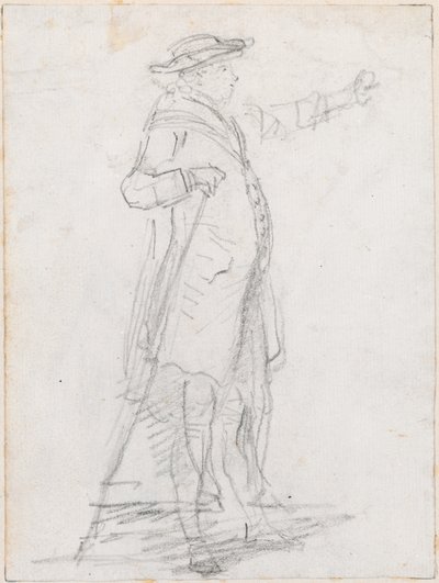 横顔に見える杖を持った男 [直訳] 作： Hubert Robert