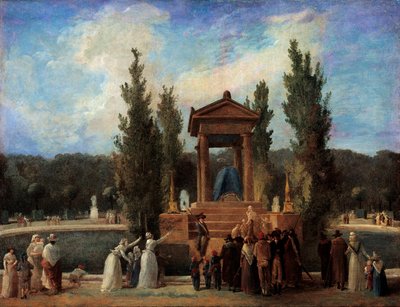 チュイルリー宮殿にジャン・ジャック・ルソーの記念碑を建てる 10月10日 作： Hubert Robert
