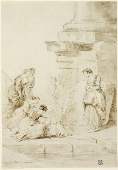 水から救われたモーセ 作： Hubert Robert