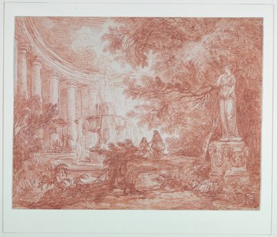 噴水と像のある公園 作： Hubert Robert