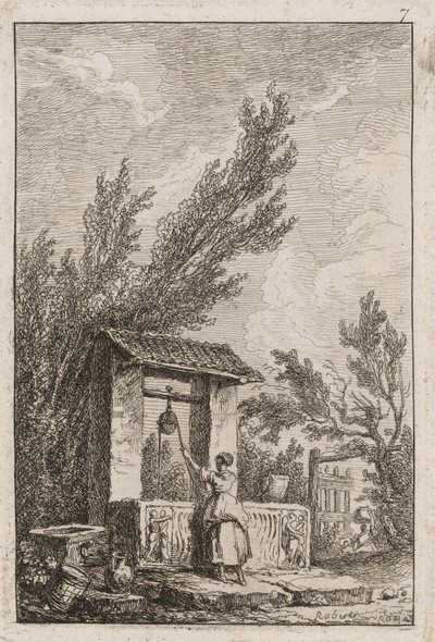 ローマの夕べ」のプレートセブン 作： Hubert Robert