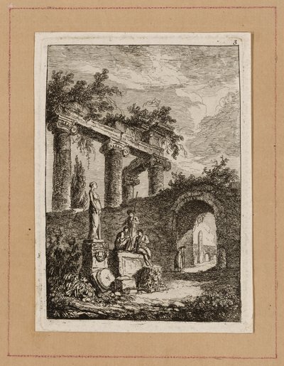 ローマの夕べからプレート 3 作： Hubert Robert