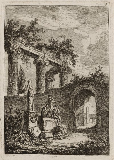 ローマの夕べ」のプレート3 作： Hubert Robert