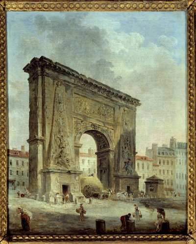ポルト・サン・ドニ（パリの街の眺め）。ユベール・ロベール（1733-1808）による絵画 作： Hubert Robert