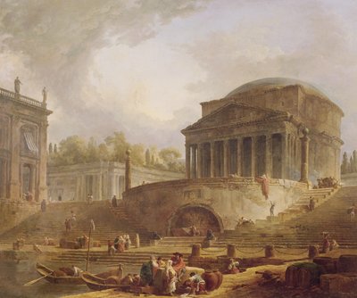 ローマのポルトディリペッタ、パンテオン、建築のタブロー、1766 作： Hubert Robert