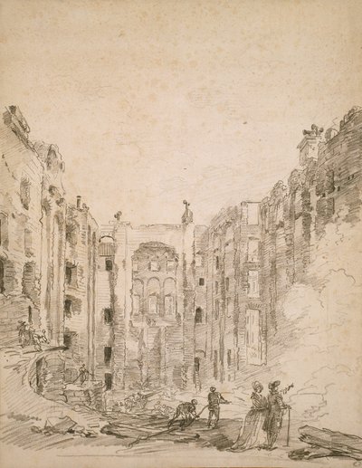 1781年の火災後のオペラ座跡 作： Hubert Robert
