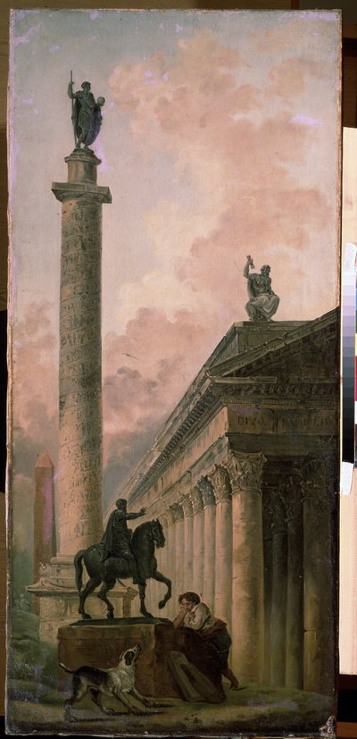 石棺。 ヒューバート ロバート (1733-1808) の絵画、キャンバスに油彩 作： Hubert Robert