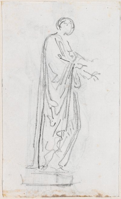 横から見たローマの女性像（女性神？）[裏面] 作： Hubert Robert