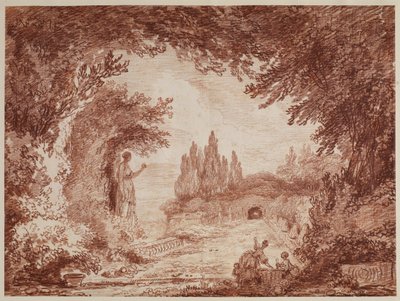 イタリアンガーデンのテラス、1760年頃 作： Hubert Robert