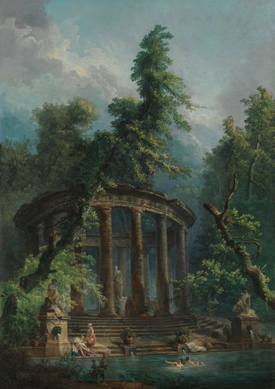 水浴、1780年頃（キャンバスに油彩） 作： Hubert Robert
