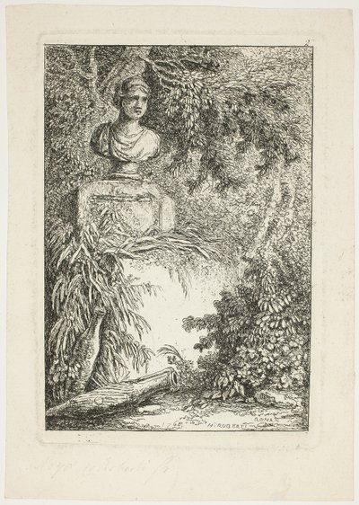 バスト、ローマの夕べからプレート 2 作： Hubert Robert