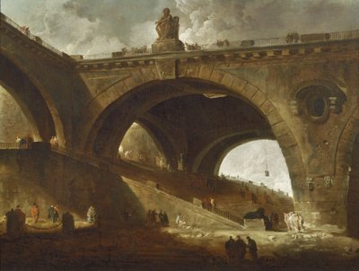 古い橋、1760年頃 作： Hubert Robert