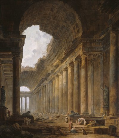 古い寺院、1787-88 作： Hubert Robert