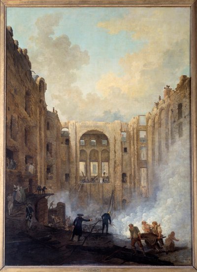 パレ・ロワイヤル（パリ）のオペラ座の火事。ユベール・ロベール（1733-1808）による絵画 作： Hubert Robert