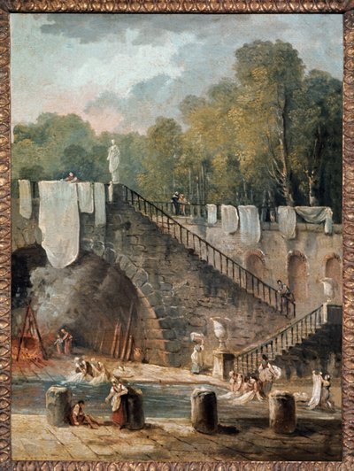 ウォッシュ。 18世紀（キャンバスに油彩） 作： Hubert Robert