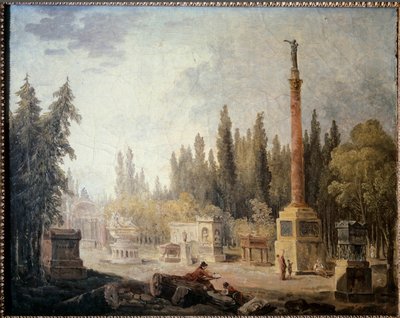 モニュメント・フランセ美術館の庭の眺め ユベール・ロベール（1733-1808）の絵画 18世紀。パリ、カルナヴァレ美術館 作： Hubert Robert