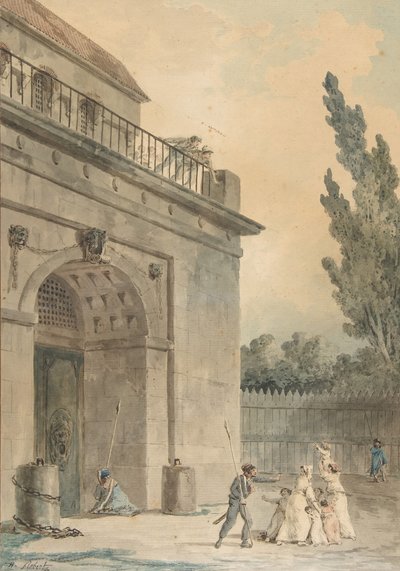 刑務所を出る訪問者、1794-95。 作： Hubert Robert