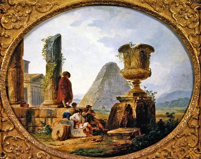 休息する戦士たち（油彩・キャンバス） 作： Hubert Robert