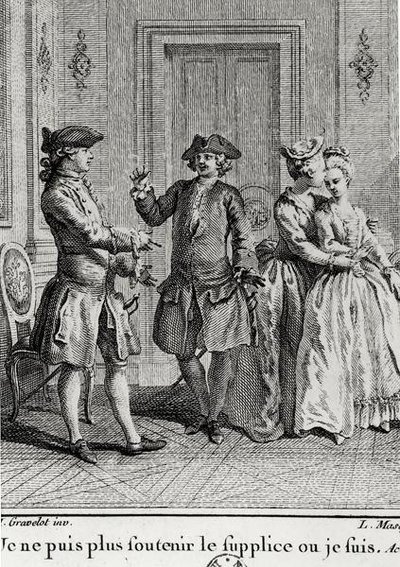 ルイ・ジョゼフ・マスケリエ（1741-1811）によって刻まれたボーマルシェのユージニーのイラスト 作： Hubert after Gravelot