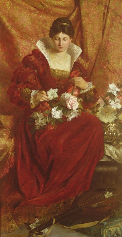 花を生ける女性 作： Hubert von Herkomer