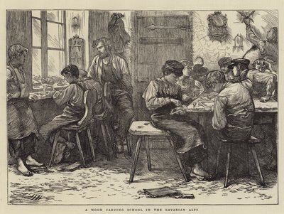 バイエルンアルプスの木彫り学校 作： Hubert von Herkomer