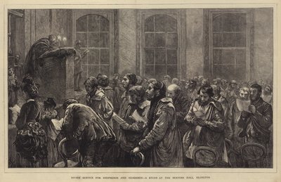 羊飼いと牧夫のための神の奉仕、イズリントンのバーナーズホールでの研究 作： Hubert von Herkomer