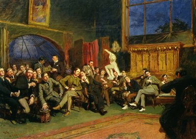 スタジオでの学生との夜、1886 作： Hubert von Herkomer