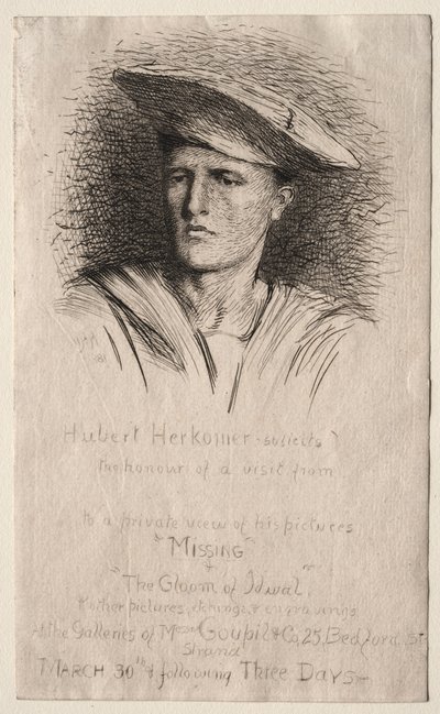 若い男の頭、1881年。 作： Hubert von Herkomer