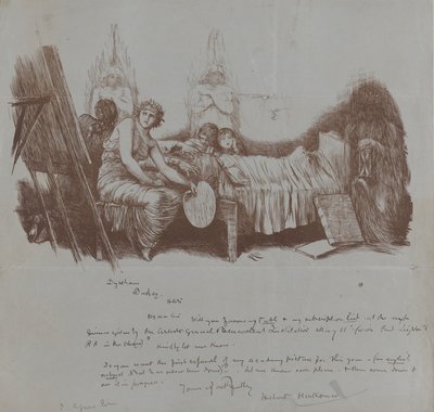 ヒューバート・フォン・ヘルコマーからトーマス・アグニューへのベネフィット・ディナーへの招待、1877-78年。 作： Hubert von Herkomer