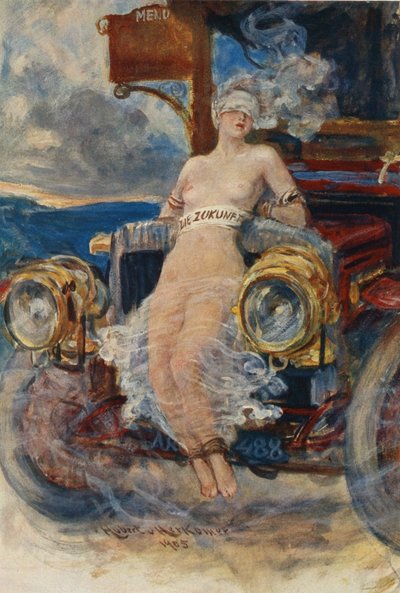 宴会プログラム、Die Zukunft（未来）、1905（メニューカードのグラビア） 作： Hubert von Herkomer