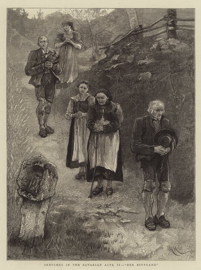 バイエルンアルプスのスケッチ、II、Der Bittgang 作： Hubert von Herkomer