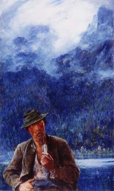 ヒンターゼーの漁師（不織布紙のbcとWC） 作： Hubert von Herkomer